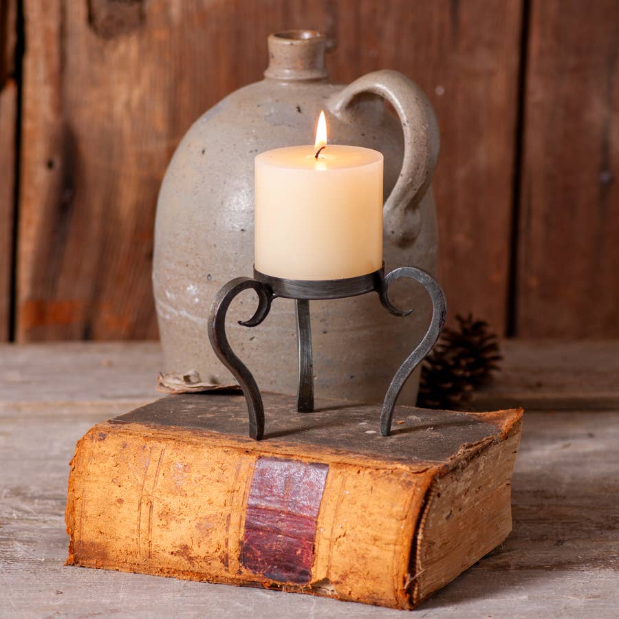 Raised Wrought Iron Pillar Candle Holder