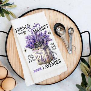 French Country Lavender Market Flour Sack Tea Towel