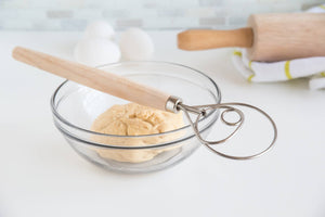 Danish Dough Whisk, Stainless Steel and Wood