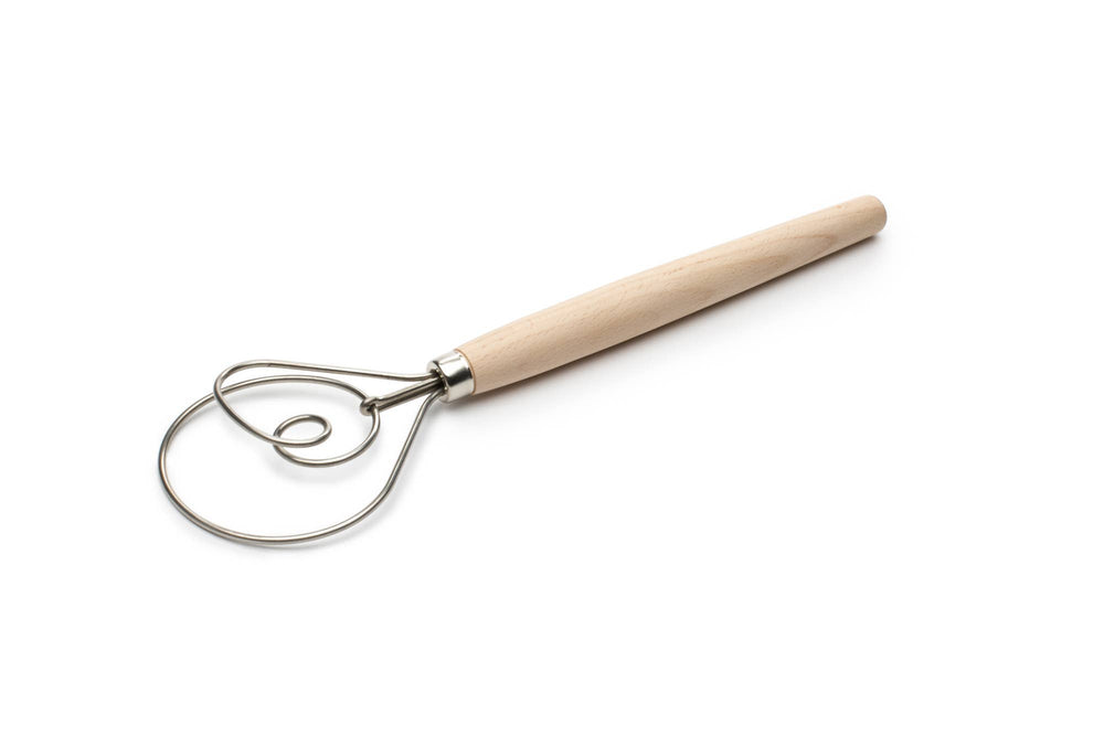 Danish Dough Whisk, Stainless Steel and Wood