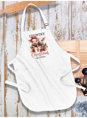 Country Christmas Wishes Piglets Apron