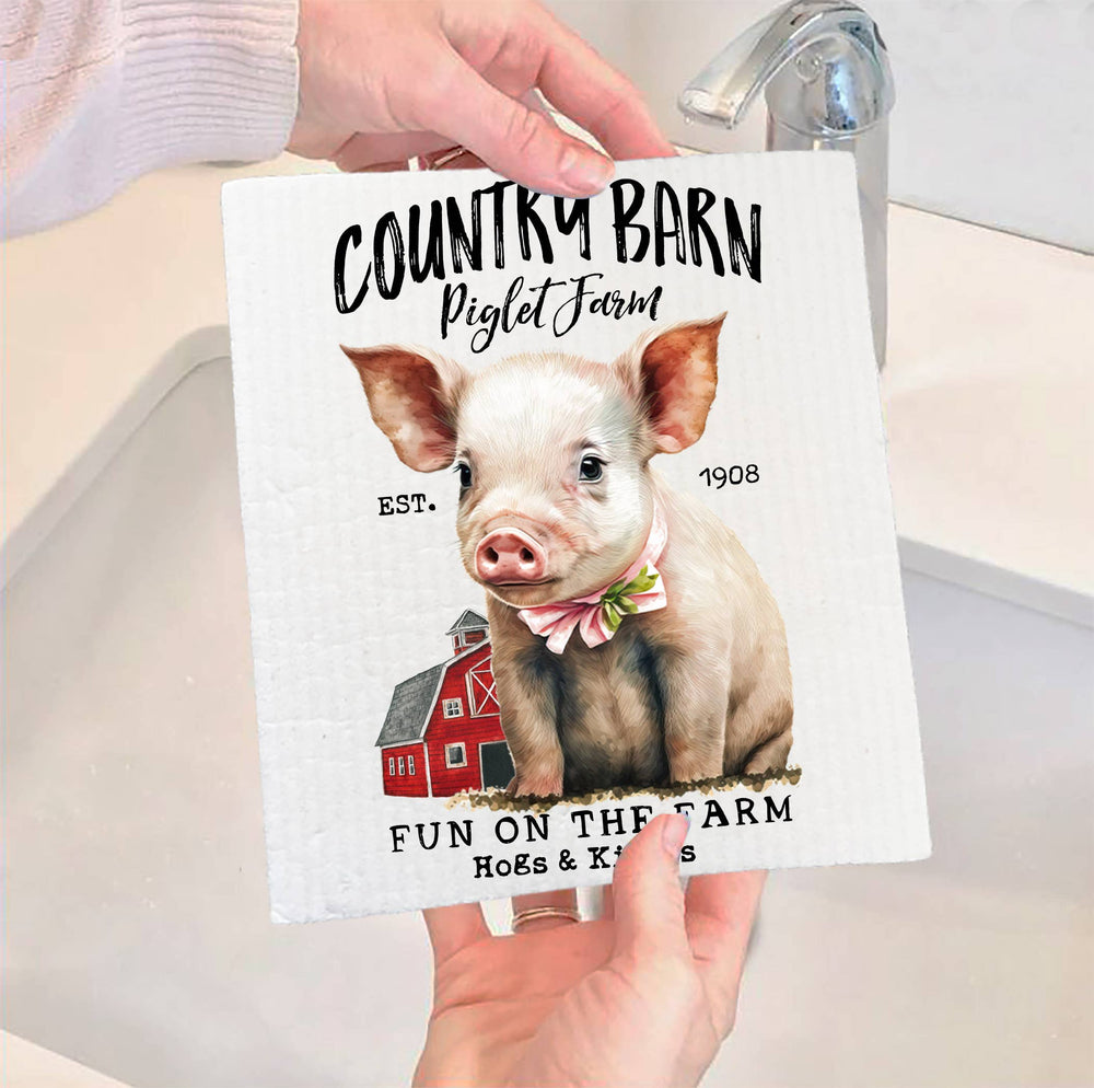 Country Piglet Farm Pig Animals Kitchen Swedish Dish Cloth