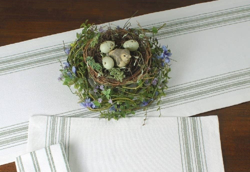 Grain Sack Sage Table Runner 14x45